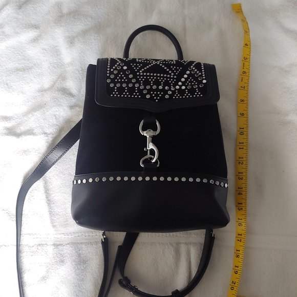 Rebecca MinkoffBree Studded Suede & Leather Convertible Backpack Black - Picture 3 of 3